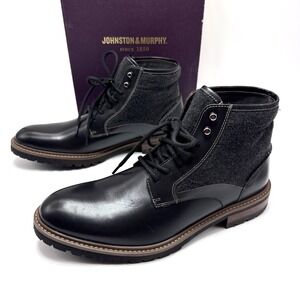 Johnston & Murphy Chadwick Plain‎ Toe Boots Shoes Mens Size 10 M Black
